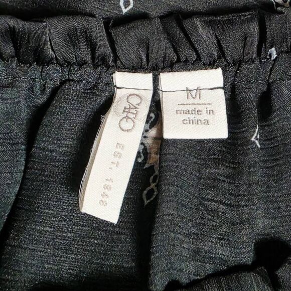 Cato Black Boho Border Print Peasant Top Medium - Picture 7 of 9